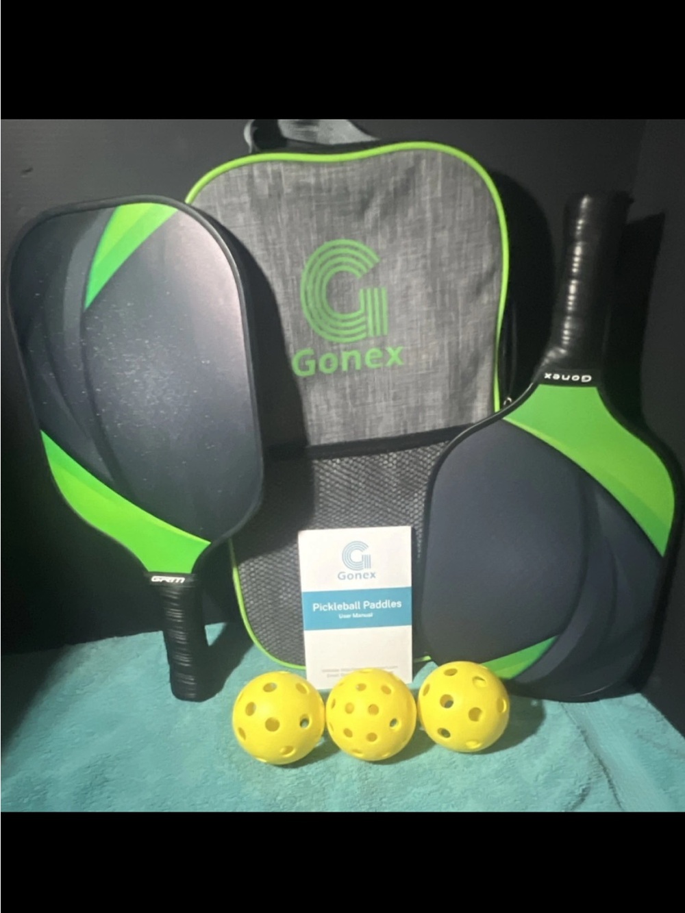 Gonex Gray and Neon Green Travel Pickle Ball Set